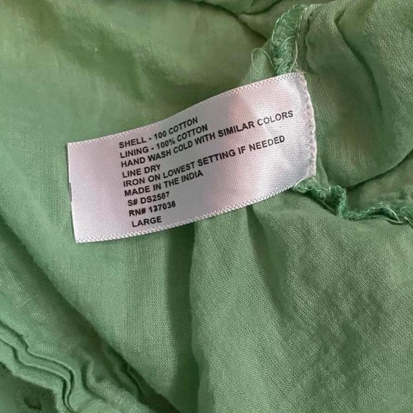 Cal Style Women's L Mint Green Eyelet Lace Elbow Sleeve Cotton Summer Midi Dress - Picture 4 of 4